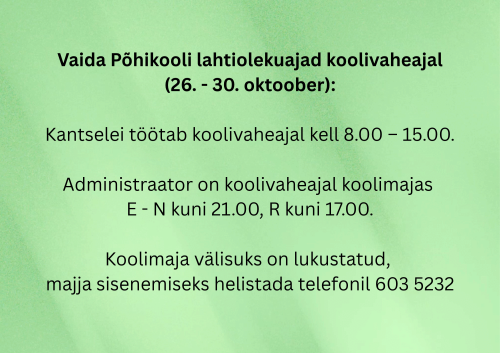 Uudised: Lahtiolekuajad